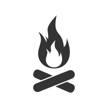 Bonfire, Campfire icon flat Stock Illustration