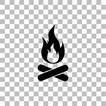 Bonfire, Campfire icon flat Stock Illustration