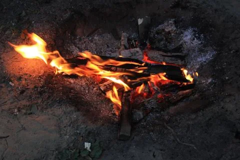 A bonfire in a camping Stock Photos