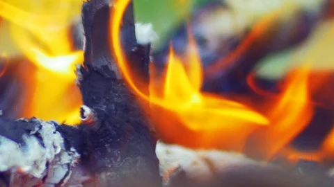 Bonfire. Close-up dolly shot Stock Footage 97433890
