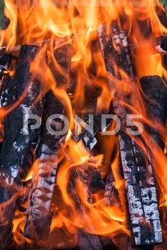 Bonfire close-up view Stock Photos