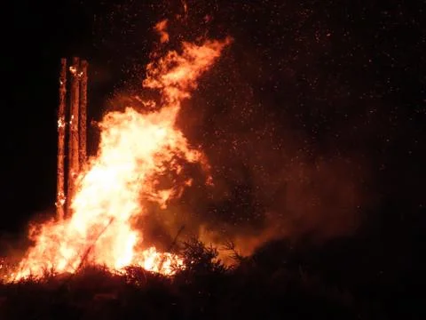 Bonfire with column Stock Photos