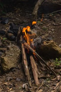 Bonfire for cooking Stock Photos
