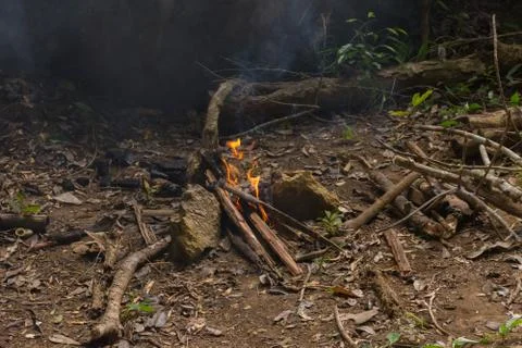 Bonfire for cooking Stock Photos