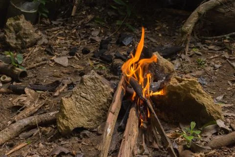 Bonfire for cooking Stock Photos