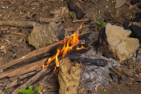 Bonfire for cooking Stock Photos