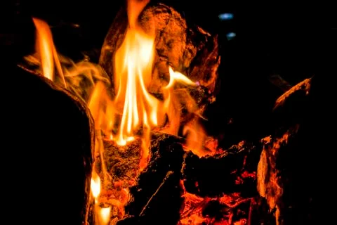 Bonfire in the darkness at night Stock Photos