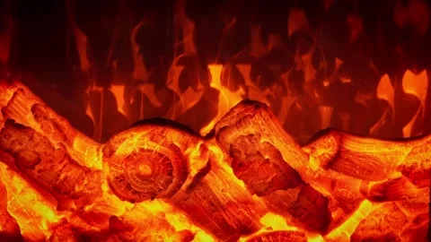Bonfire with digital flame and glowing charcoal, still Stock Footage 309205614