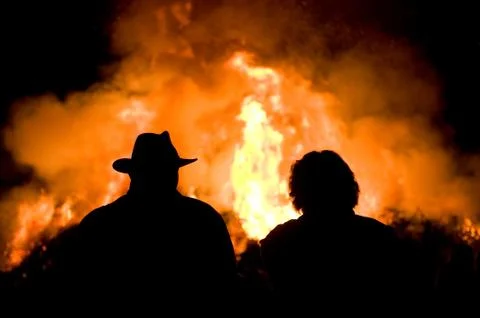 Bonfire with easter Stock Photos