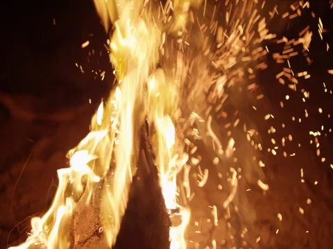 Bonfire Embers At Night Stock Footage 79736231