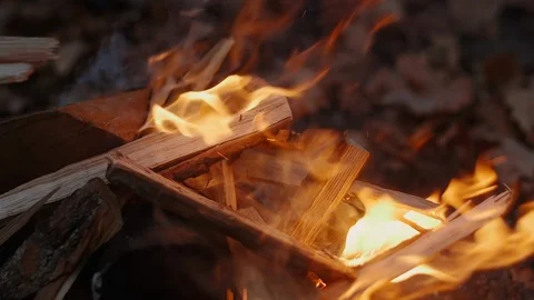 Bonfire in the fall by the lake Видео 98965769