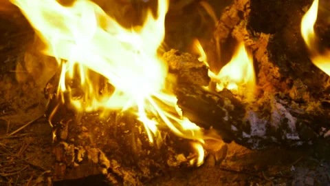 Bonfire in field close up Stock Footage 138692234
