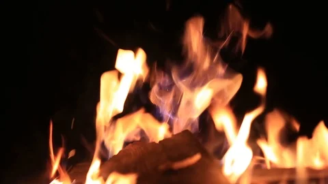 Bonfire fire burns to light fire burning bonfire at night Stock Footage 124534447