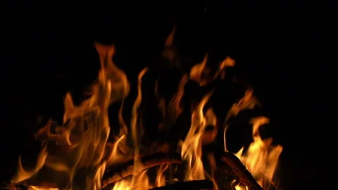 Bonfire fire close up slow motion Video stock 97785763
