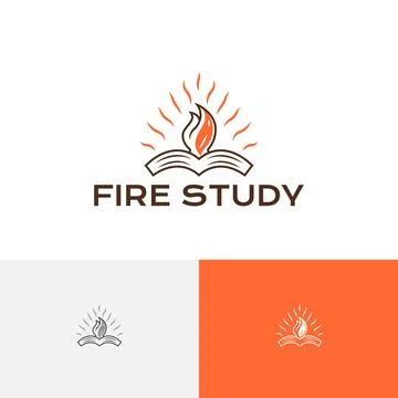 Bonfire Fire Flame Book School Course Study Education Line Logo Stock Illustration