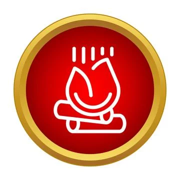Bonfire fire flame icon in round button Stock Illustration