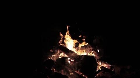 Bonfire. Fire. Flame. Sparkles in Night Video stock 69828541