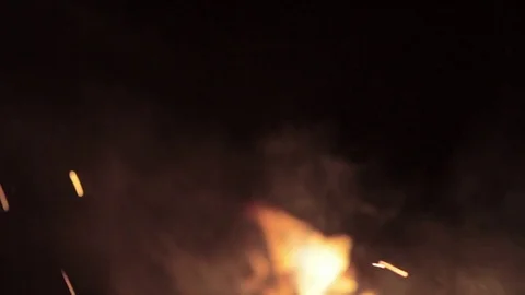 Bonfire. Fire. Flame. Sparkles in Night Video stock 69830552