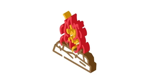Bonfire fire isometric icon animation Stock Footage 327295626