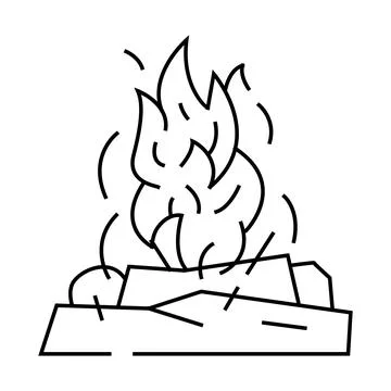 Bonfire fire line icon vector illustration 스톡 일러스트