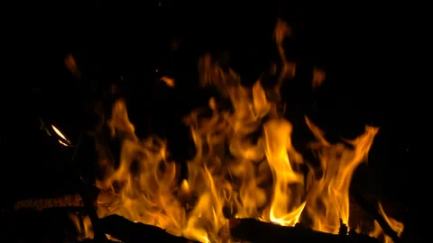Bonfire fire at night slow motion. HD 1080p video footage Stock Footage 97794233
