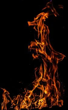 Bonfire flame on a dark background. Abstract background on the theme of life Stock Photos