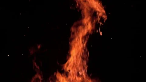 Bonfire Flame, Slow Motion, Medium Shot Stock Footage 71573679