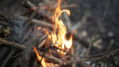 Bonfire flame on the street Stock Footage 132108544
