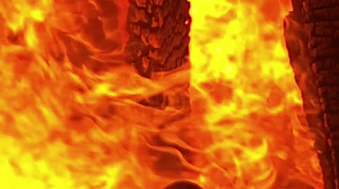 Bonfire Flames and Coals Closeup Stock Footage 22945078