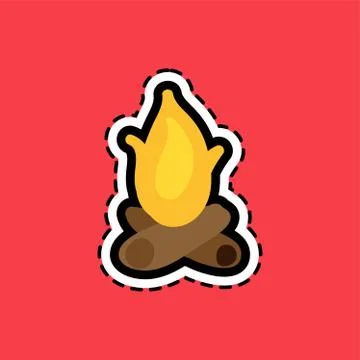 Bonfire flat color vector sticker Stock Illustration