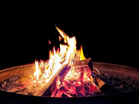 Bonfire with Flickering Flames Stock Photos