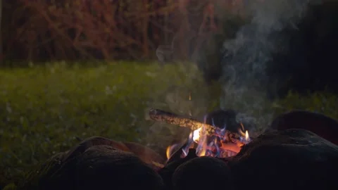 Bonfire in the forest Stock Footage 130866625