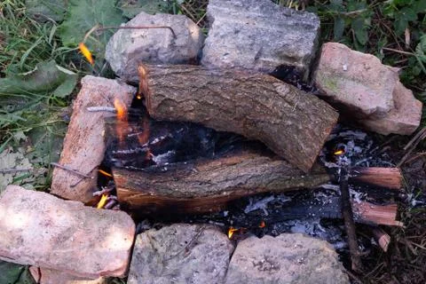 Bonfire in the garden Stock Photos