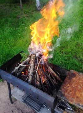 Bonfire in the grill Foto stock