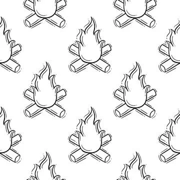 Bonfire hand drawn seamless pattern Stock Illustration