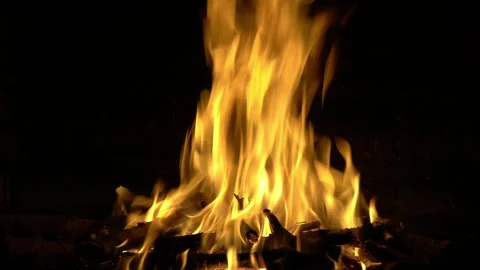 Bonfire at home with intense flames in the evening Stock Footage 280027355