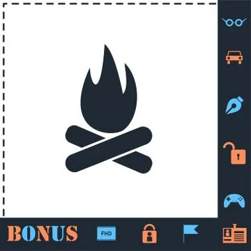 Bonfire icon flat Stock Illustration