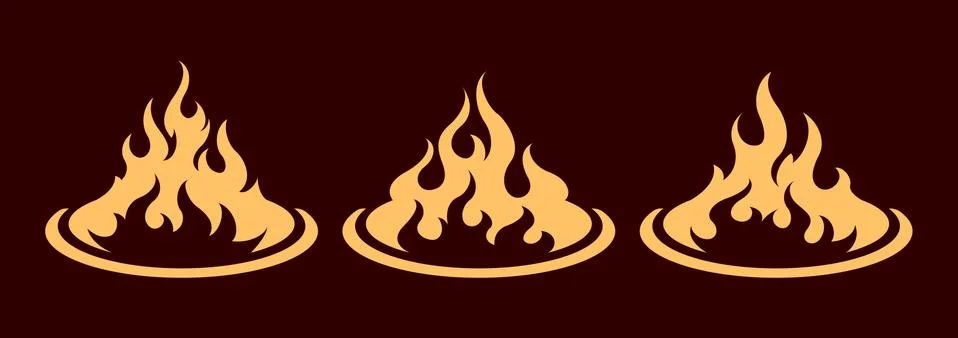 Bonfire icon set. Design element Stock Illustration