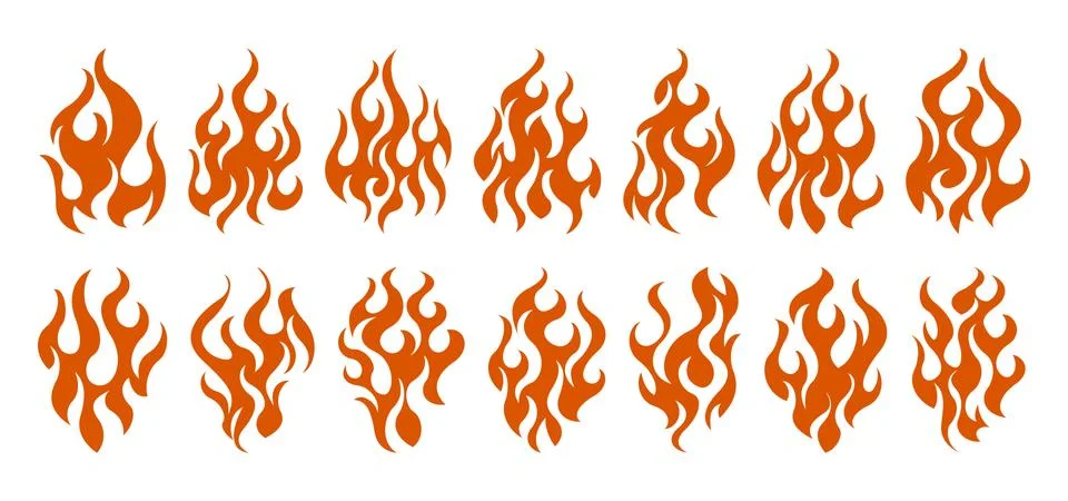 Bonfire icon set Stock Illustration