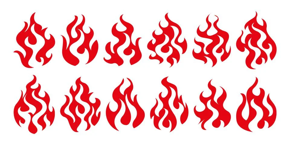 Bonfire icon set Stock Illustration