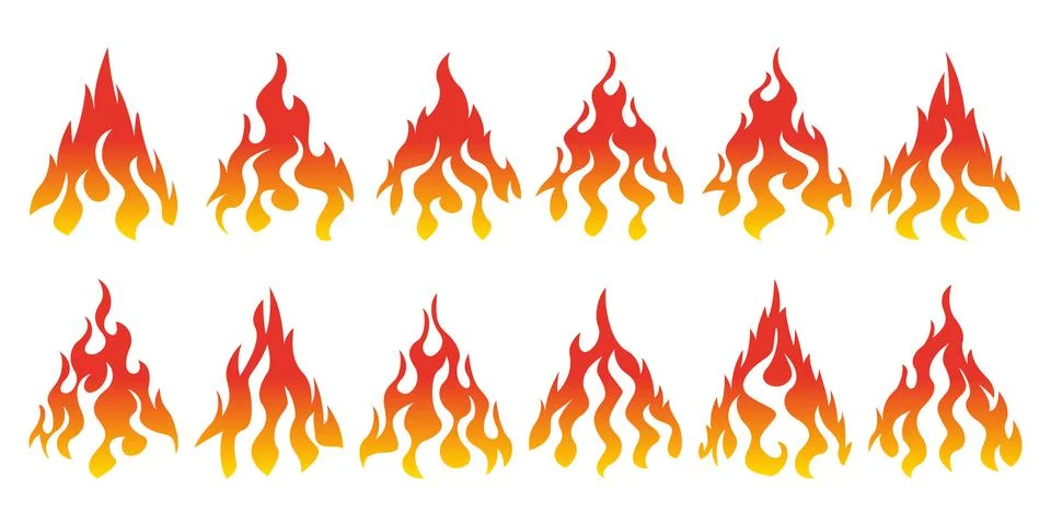 Bonfire icon set Stock Illustration
