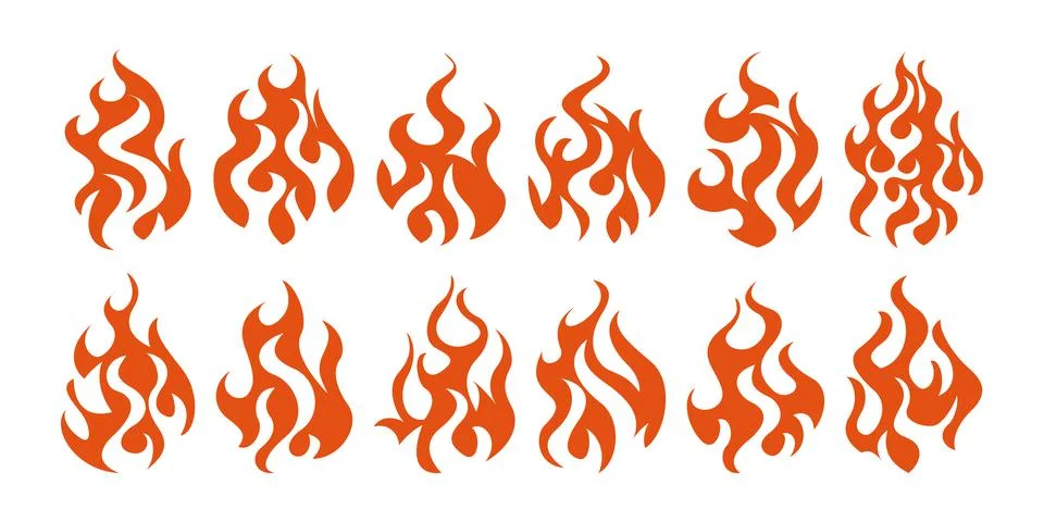 Bonfire icon set Stock Illustration