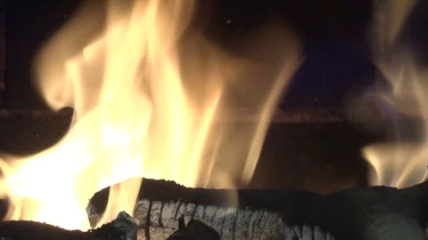 Bonfire inside. Living flame, coal and ashes Stock Footage 124320312