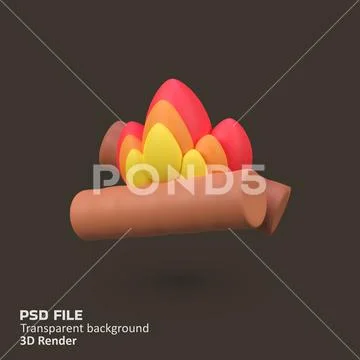 Bonfire isolated 3d render icon illustration PSD Template