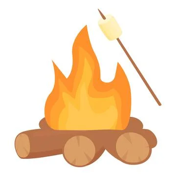 Bonfire marshmallow icon cartoon vector. Camp fire Stock Illustration