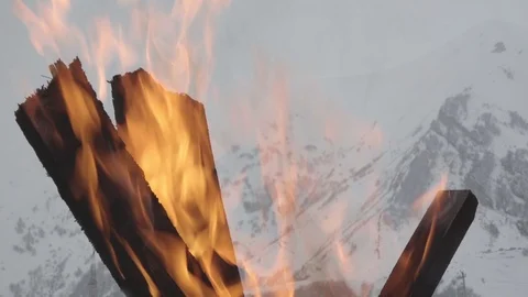 Bonfire on the Mountain Background Stock Footage 99701234