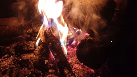 Bonfire at night. Bonfire flame in the evening. Stock-Footage 115030402