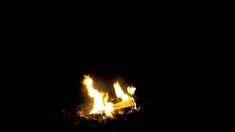 Bonfire at night. Burning paper. Video stock 126791765