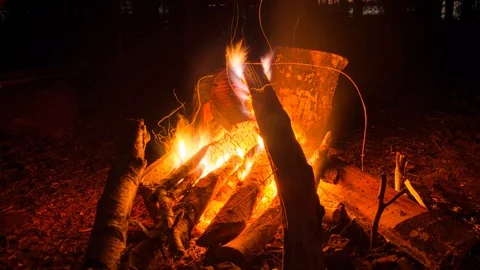 Bonfire night. Caster burns quickly. Time Lapse. 86 Stock Footage 92730099