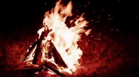 Bonfire at Night - Dolly Shot Video stock 41610575